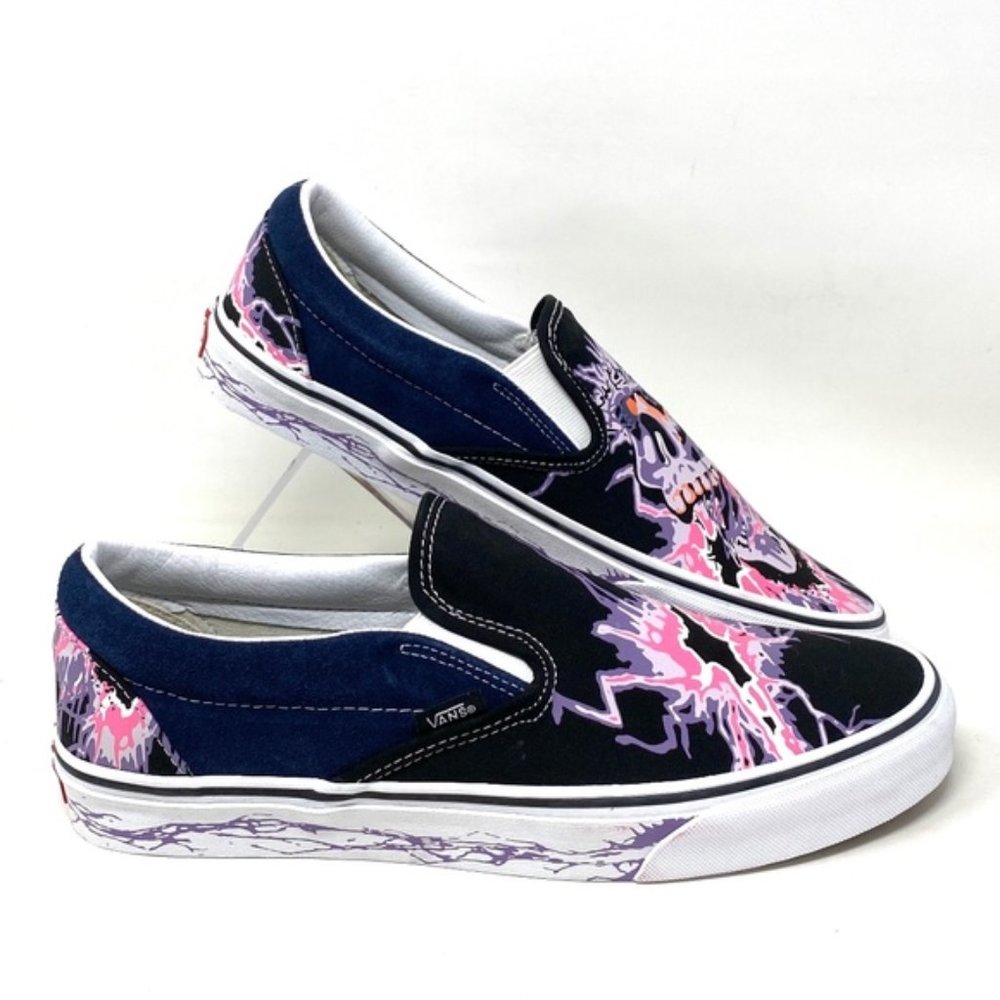 VANS Classic Slip On Zap Dress Blues Black Canvas Men Sneakers Skate VN000XG88NK